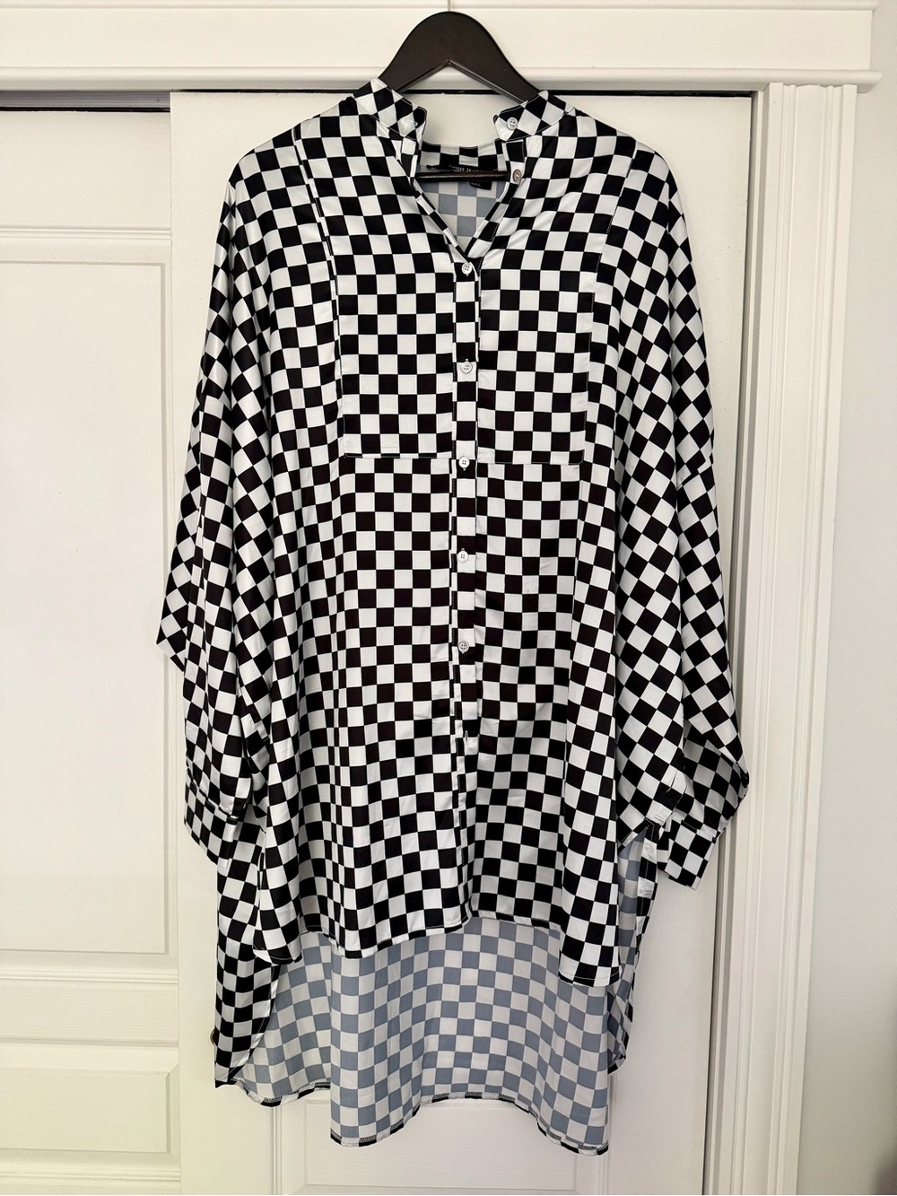 Dressed in LALA Satin Playsuit in Checkerboard Size Small - Picture 2 of 4